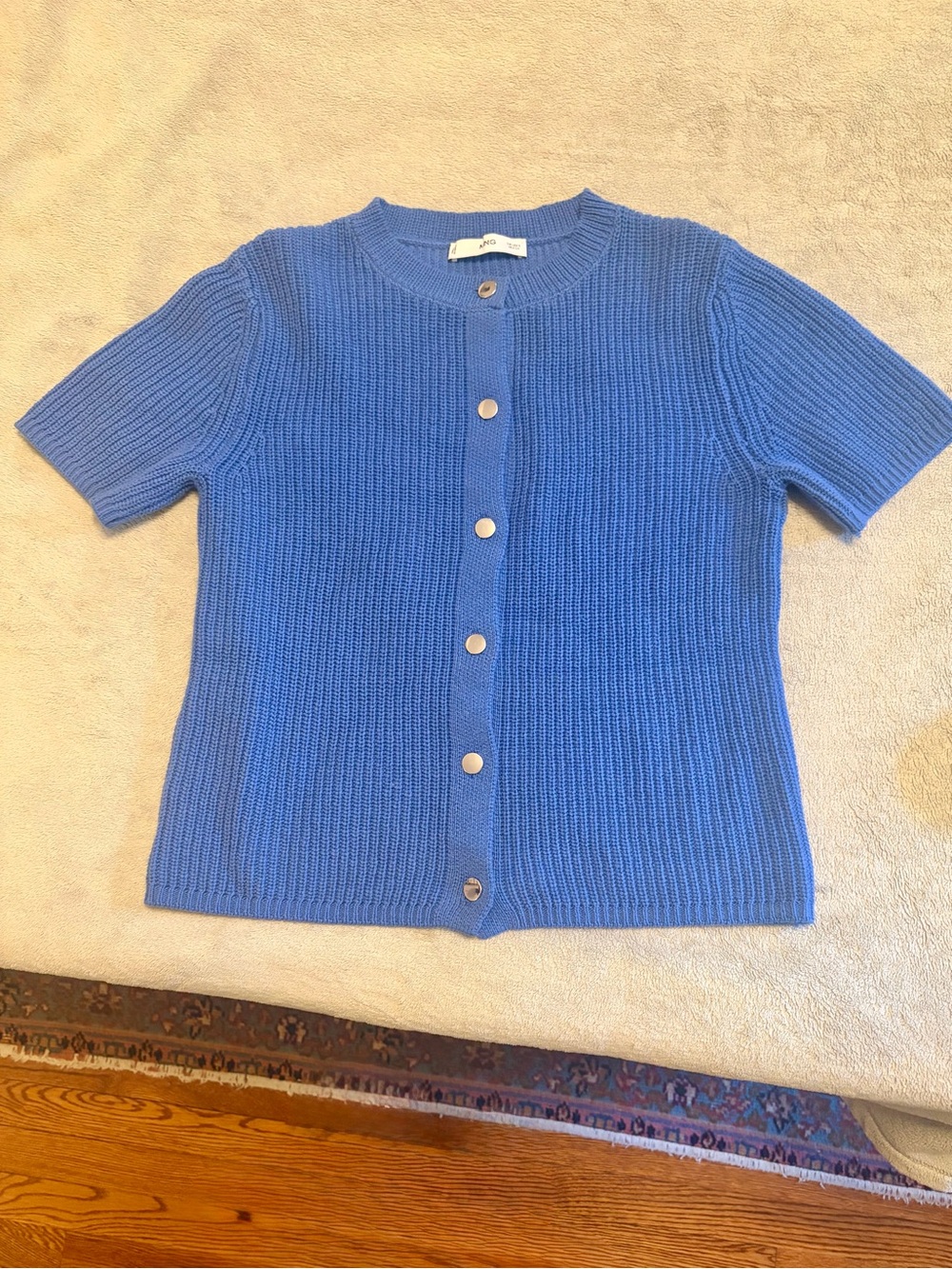 Mango Royal Blue Short-Sleeve Button Knit Cardigan - Kids